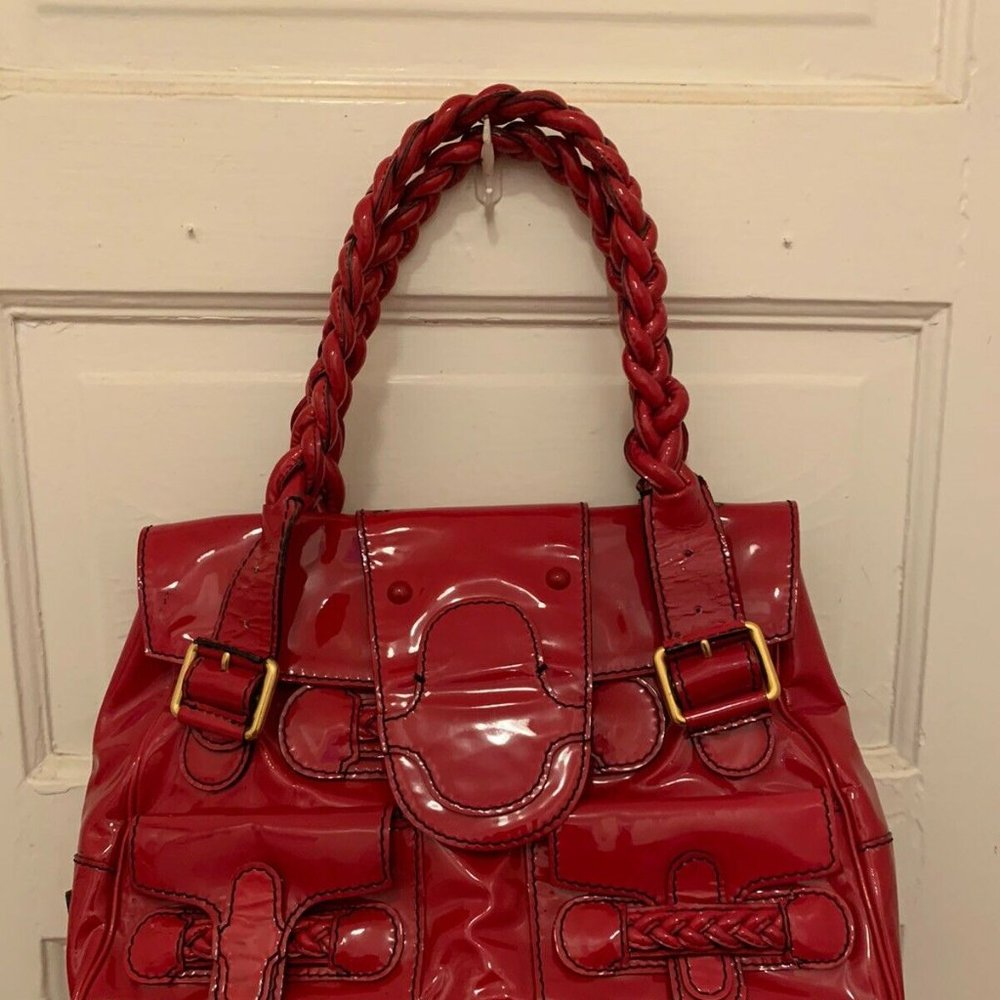 Valentino Red Patent Leather Histoire Braided Hand